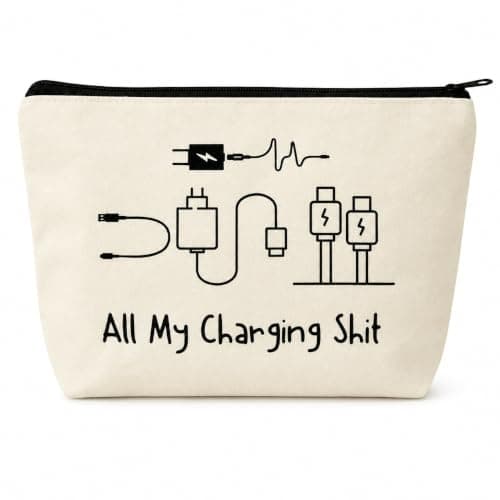 Charging Cable Organizer Bag Travel Tech Pouch with Zipper Canvas Storage