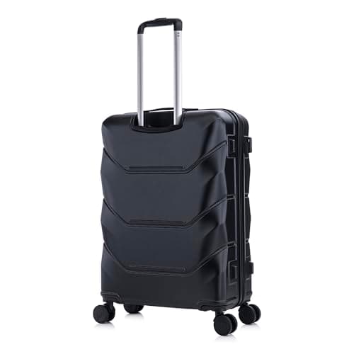 Rocklands® Medium Suitcase Hard Shell Thick ABS with TSA Combination Lock, 4 Dual Spinner Wheels, Lightweight Luggage Durable Travel Trolley Case (Black, Medium 24 Inch) — view 2