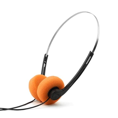 AsrMyjcx Retro Style Headphone Photo Props Lightweight Headband Earphone for Fitness Travel Take A Plane Adults, Orange — view 5