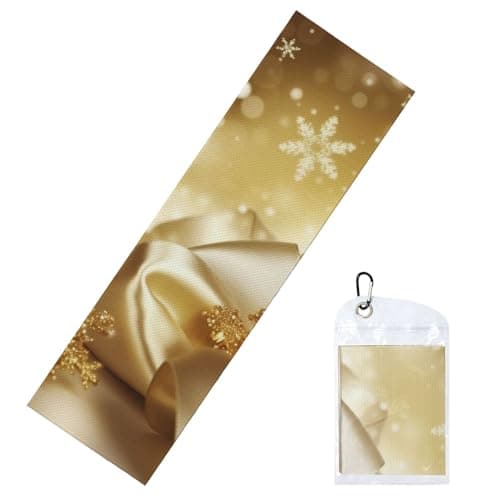 FHEDVBN Cooling Towels for Neck and Face, Soft Breathable Gym Towels with Waterproof Bag & Carabiner, Gold Silk Christmas Ice Towel Quick Dry Sweat Towels for Running, Yoga 40"x 12"