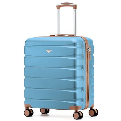 Flight Knight Lightweight Cabin Suitcase 56x45x25cm | Maximum Allowance for British Airways, Jet2 & EasyJet (Large Cabin Bag) | ABS Hard Shell, Silent Spinner for Long-Haul Travel and Weekend Breaks