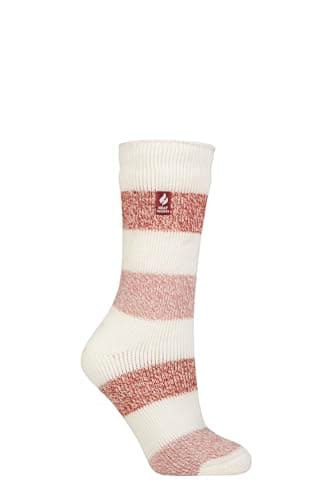 HEAT HOLDERS SOCKSHOP Women's Socks - 2.3 TOG Thermal, Warm, Cosy, Patterned, Pack of 1 Size 4-8 Neve Cream/Muted Coral 4-8