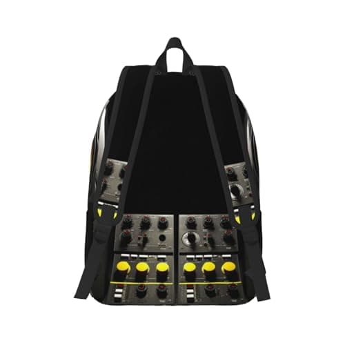 NSDdefAWCGT Canvas Backpack for Women Men black and yellow speakers Casual Daypack Laptop Bag Travel Hiking Camping Rucksack — view 3