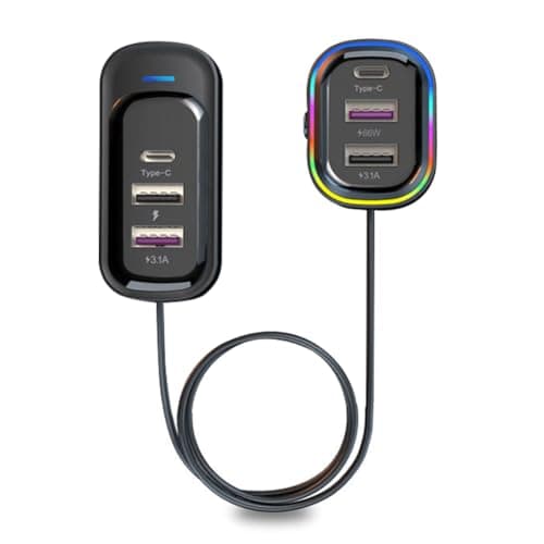 ZDETGU Car with 6 Ports Fast Charging 66W+15W USB Adapter for Multiple Devices Universal 12-24V Vehicle Compatible for Cars Trucks SUVs Travel Family Road Trip Essentials (YQ1)