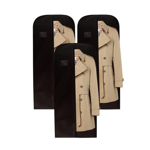 Wedcova Suit Covers for Men | Hanging Garment Bags | Travel Blazer & Jacket Bag | Clothes Storage Cover with Zipper | Suits Carrier Moth Proof Protector | (24'' x 54'') | Pack of 3 | Black