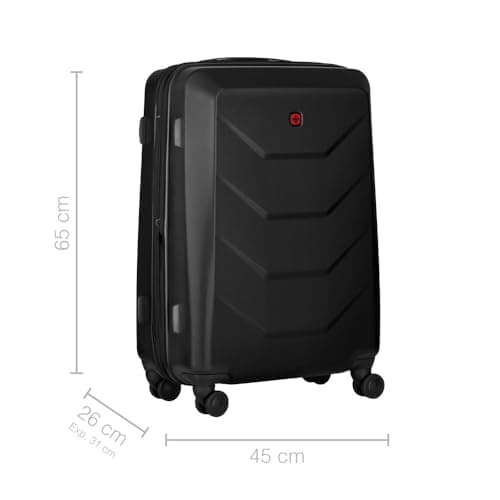 Wenger Prymo Medium hardside case with 4 Wheels, mid-Sized, 59 (67) L, Hardshell, Security Lock, for Men and Women, Travel or Vacation, Black, 612537 — view 2