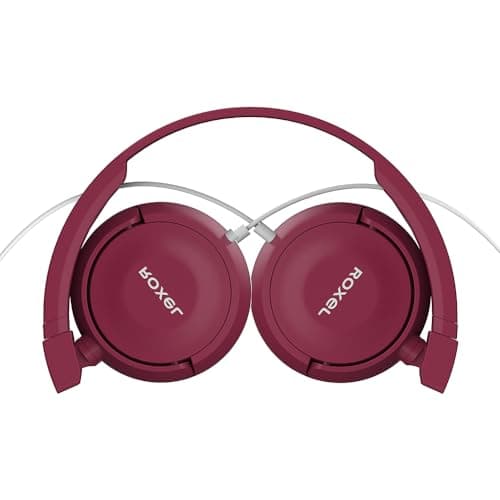 Roxel RX110 Lightweight Wired Foldable Headphones with Mic & Volume Control, On-Ear Headphones, Ergonomic Design, Answer Incoming Calls, Compatible with Android and IOS Devices (Cherry Red) — view 3