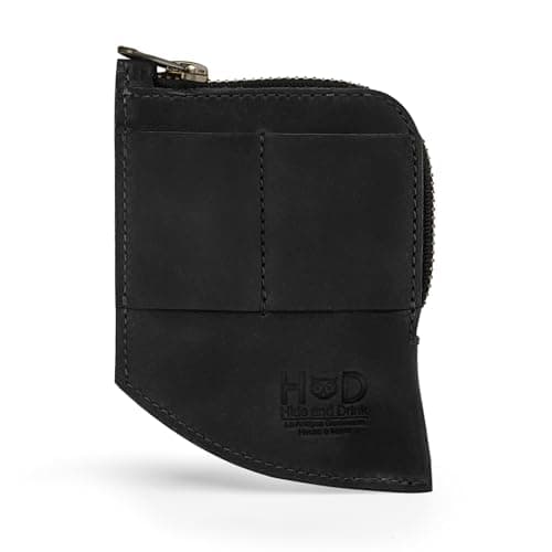 Hide & Drink, EDC Pocket Wallet, Curved Cash Organizer, Slim Front Card Holder, Money Clip, Full Grain Leather, Handmade Travel Accessories, Charcoal Black, Charcoal Black, Classic — view 2