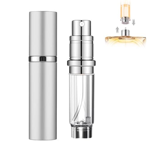 szyanlai Portable Perfume Atomiser Refillable - 5ml Empty Travel Perfume Bottle, Nano Mist, Leaking Proof, Bottom Pump without Funnel, Luxurious Mini women and men(Silver)
