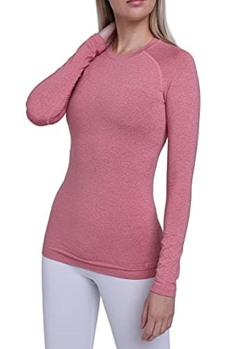 TCA Super Thermal Top Women - Ladies Thermal Vest - Thermals Womens - Ski Base Layer Women - Workout Tops for Cold Weather - Dusty Rose, L