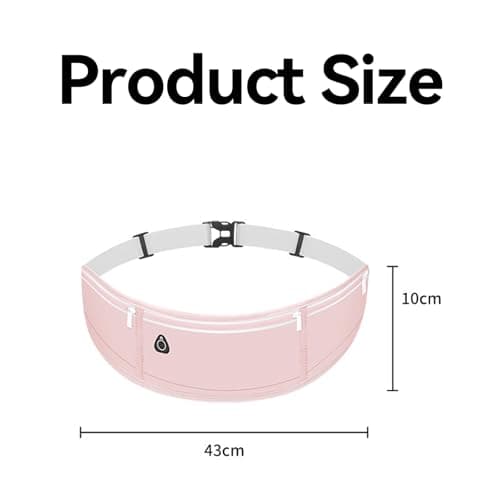 Running Belt, Waterproof Sweatproof Running Belts for Women, Lightweight Three-Pocket Runnings Waist Belt, Adjustable Elastic Strap, Anti-Shake Phone Pouch, for Cycling, Hiking, Travel(Pink) — view 2