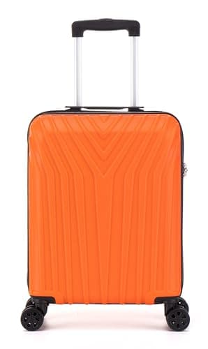 DK Luggage Carry-on 20” Cabin EasyJet, BA, Jet 2 Hard Shell Hand Luggage Approved Suitcase 4 Wheel Spinner Luggage ABS101 (Orange, 20" Cabin)