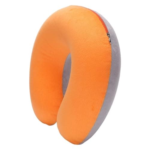 ulafbwur U-shaped Travel Pillow Neck Pillow Cushion U-shaped Pillow Flocked Plush Fabric Comfortable Touch Grey Orange One Size
