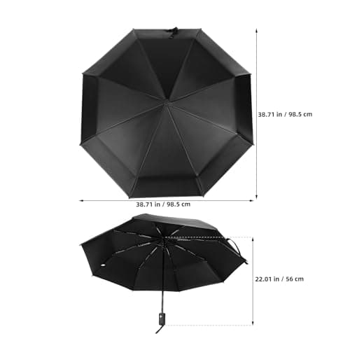 VILLFUL Compact Black Folding Umbrella Automatic Windproof Travel — view 2