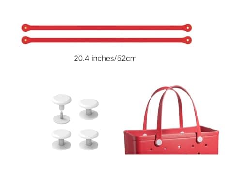 Replacement Straps for S/M Beach Bag, Replacement Handles with 4 Snaps for EVA Rubber Beach Bag, EVA Bag Strap Replacement, Small Rubber Beach Bag Repair Kit (Red) — view 2