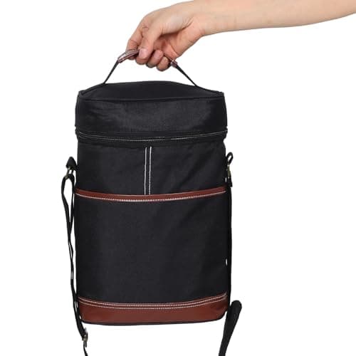Insulated Wine Cooler Bag for 750ml Bottles Black Foldable — view 4