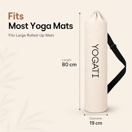 YOGATI® Yoga Mat Bag | Large Synthetic Cotton Yoga Mat Bags for Women and Men with Adjustable Strap | Perfect for Pilates and Exercise Mats | 19x80 cm Yoga and Pilates Mat Bag. White — view 3
