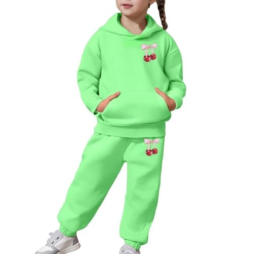 Girls 2-Piece Cherry Bow Hoodie Joggers Set, Soft Sweatsuit for Back to School — view 5