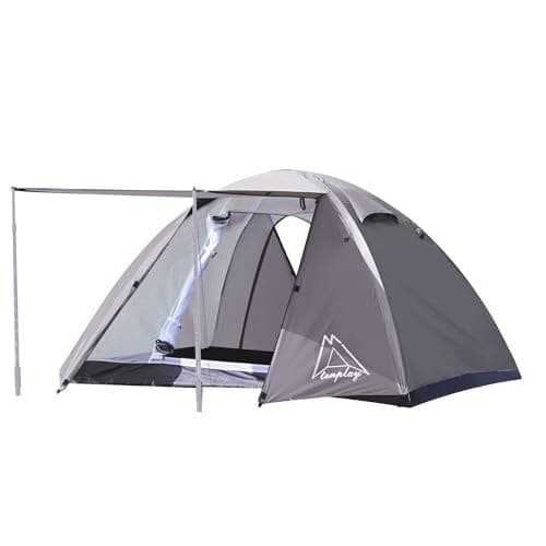 TENPLAY 2 Person Camping Tent Lightweight, PU3000mm Waterproof Backpacking Tent with Flysheet, 3-Season Double Layer Dome Tent with Aluminium Poles, 2 Doors for Hiking Outdoor Mountaineering(Grey)