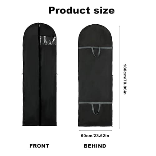 Dress Bags Covers Long, Clothes Covers, Lightweight Eco Friendly Long Dress Bags Covers with Zip Waterproof Breathable Garment Storage Bags for Storage and Travel(Black) — view 2