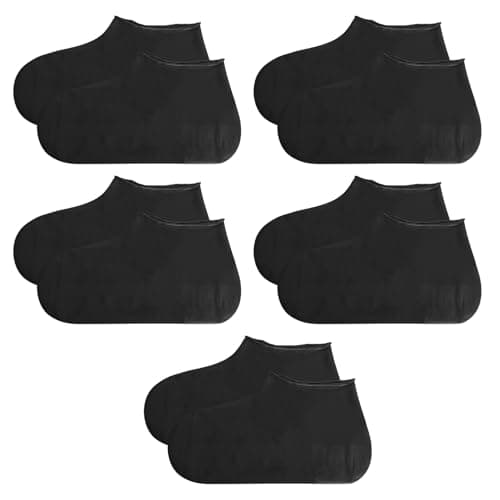 Godneei Foot Covers for Shoes, 5 Pairs Silicone Shoe Covers, Waterproof Shoe Covers Reusable for Men & Women, Non-Slip Shoe Protector Covers, Alternative to Shoe Covers Disposable, Black, Size L