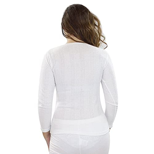 Gaffer Womens Thermal Top 2 Pack Ladies Warm Inner Under Wear Baselayer T Shirt Long Sleeve Thermals Winter Ski Wear White Top - 2 Pack 18-20 — view 2