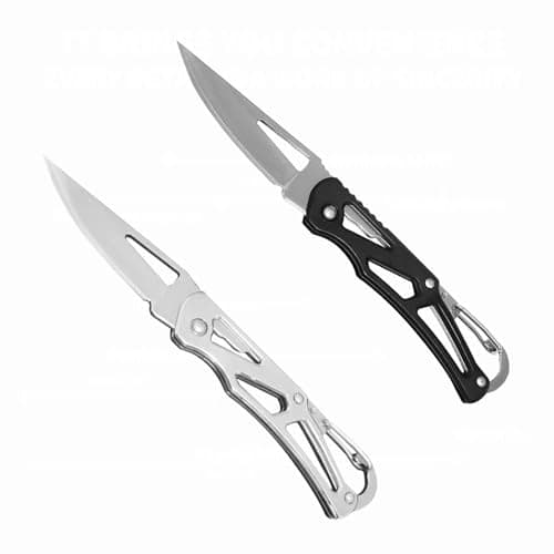 XUDIY 2 Pcs Pocket Knife, 2.36" Survival Stainless Steel Folding Knives UK Legal Grey Finish, Stylish High Performance, Non Locking EDC Blade, Portable for Camping Hiking Backpacking