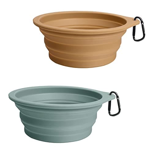 PetBonus 2-Pack Collapsible Dog Bowls, Portable Travel Dog Water Food Bowls