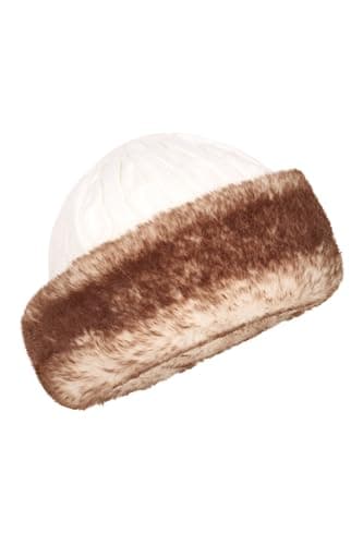 Mountain Warehouse Womens Furry Hat - Faux Fur, Fleece Lined - for Winter Travel Cream — view 2