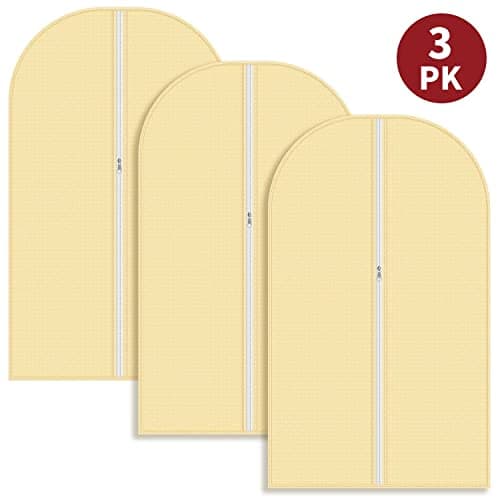 Vinsani 3pc Dustproof Garment Bags Hanging Clothes Covers Breathable, Cream — view 6