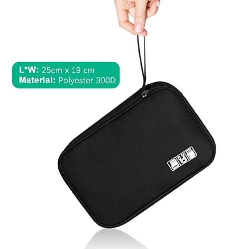 HCFGS Electronics Accessories Organizer Bag, Waterproof Cable Organiser Bag, Universal Carry Travel Gadget Bag, Holiday Essentials for Men Women (Black) — view 6