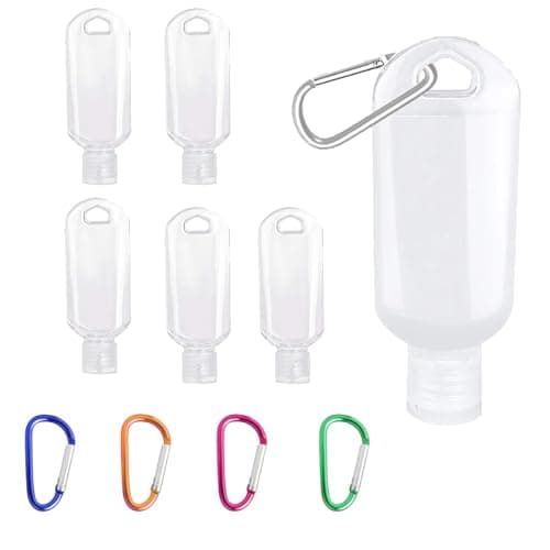 5 Pcs 50ml Refillable Travel Bottles, Hand Sanitiser with Clip, Leakproof