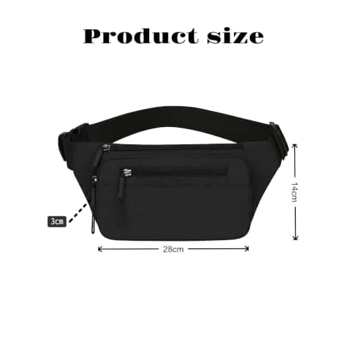 Bum Bag, 28x14cm, Waterproof Adjustable Fanny Pack Belt Bag(Black) — view 2