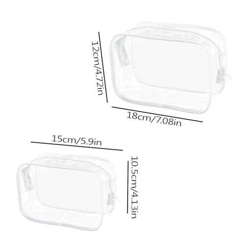 Tabanzhe Clear Travel Toiletries Bag-2 PCS Waterproof Make up Bag with Zippers PVC Cosmetic Pouch Wash Organizer Case Travel Accessories for Men Women Business Bathroom Storage(White) — view 2