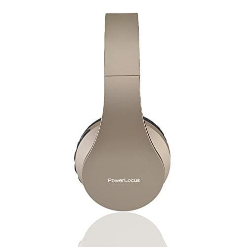 PowerLocus Wireless Bluetooth Over-Ear Stereo Foldable Headphones, Wired Headsets Noise Cancelling with Built-in Microphone for iPhone, Samsung, LG, iPad (Gold) — view 4