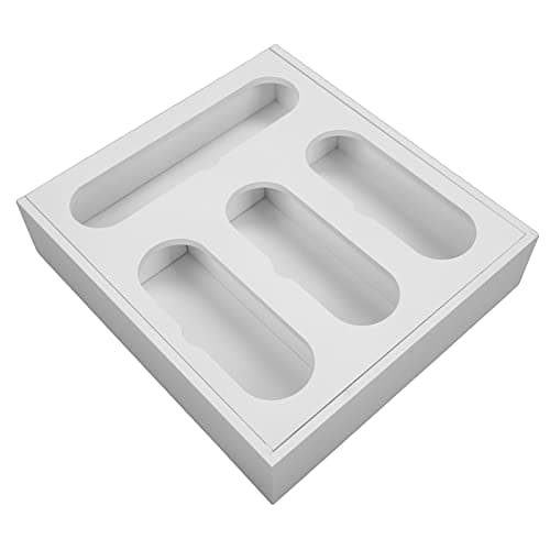 YUMILI Food Storage Bag Container - Bamboo Polished Finish Drawer Design Food Bag Storage Box, Vacuum Food Bags Storage Box for Kitchen Home, Bamboo/White(White) — view 3