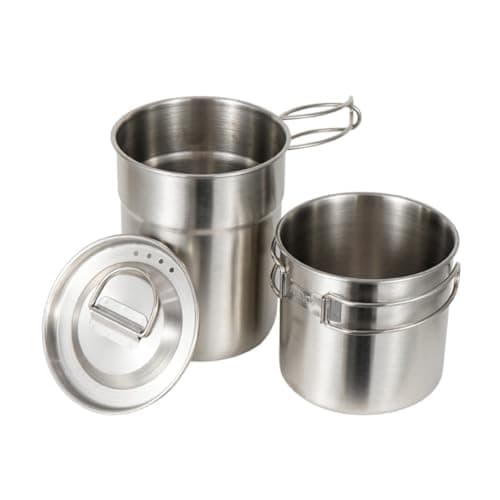 Foldable Camping Pot Set with Two Pieces Made of 304 Stainless Steel for Travel and Outdoor Activities — view 6