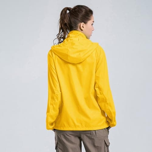 Winter Jacket Men's Jacket Blouson Jacket Men's Rain Jacket for Four Seasons Plain Packable Lightweight Windproof with Rainwear for Outdoor Travel Hiking Cycling, yellow, L — view 4