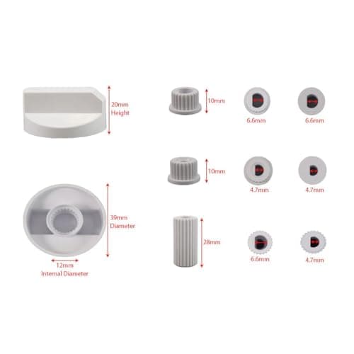 Ufixt Universal Cooker Control Knobs | 6 Pack White Oven Dial Kit | Includes 18 Adapters for All Shaft Sizes | Compatible with Most Brands — view 3