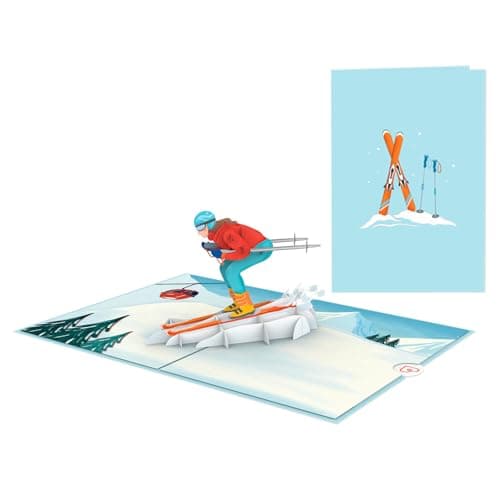 papercrush® Pop-Up Card Skier - Funny 3D Voucher Card for Women (Girlfriend, Mum, Wife), Travel Voucher for Ski Holidays, Handmade Ski Giftcard, Winter Birthday Voucher for Skiing Vacation — view 3
