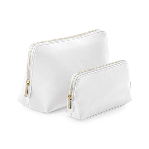 BagBase BG751 Boutique Accessory Case - Saffiano Leather-Look PU - Travel Toiletry & Makeup Bag - Classic Styling & Zip Closure - Large - Soft White