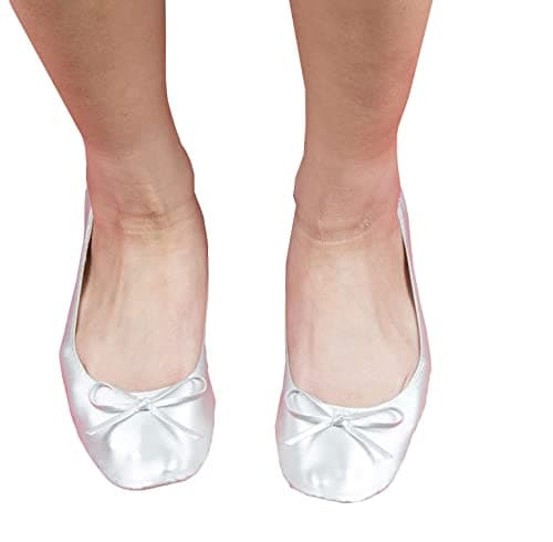 Women's Roll Up Shoes with Carry Bag for Weddings, Nights Out and Races (Silver, Numeric_7) — view 2