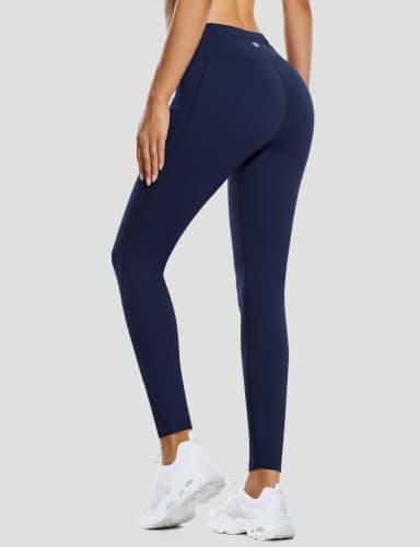baleaf Women's Thermal Leggings Fleece Lined Water Resistant Legging High Waisted Winter Running Hiking Sports Trousers with Pockets Navy L — view 2