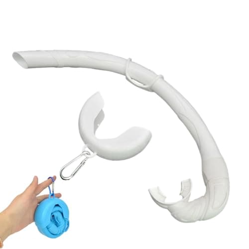 Silicone Roll-up Nautilus Snorkel, Flexible Foldable Freediving Snorkel with Compact Storage Case, Roll-up Snorkel for Freediving, Snorkeling, Spearfishing, ScubaDiving White