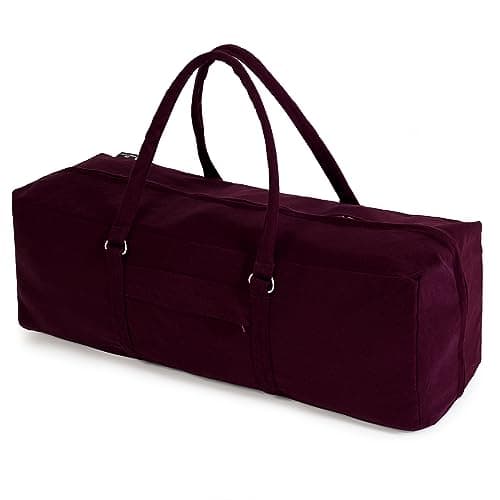Yoga Studio Yoga Kit Bag | YKK Full Zipp Fastening Carrier Equipment Bag | Cotton Yoga & Pilates Mat Bag with Storage Pocket Compartments for Mats & Accessories | Fits Most Mat Sizes (Raspberry) — view 2