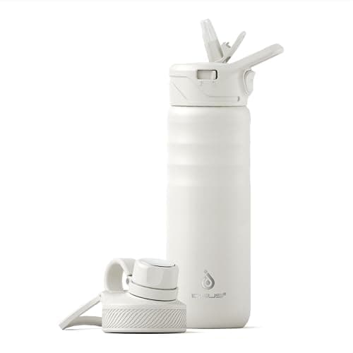 IDEUS Vacuum Insulated Water Bottle 710ml/24oz, Leak-Proof Stainless Steel Water Bottle, Double Wall Flask, Metal Sports Canteen with 2 Lids