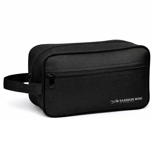 Water-Resistant Toiletry Bag for Men & Women - Lightweight Travel Wash Bag with Multiple Compartments, Compact Dopp Kit Cosmetic Organizer, Durable Nylon Shaving & Makeup Storage Case (Black)