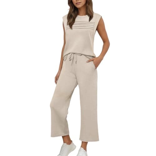 Lounge Sets for Women UK Petite 2 Piece Track Suits Pink Yellow Khaki Green Beige Outfits 2026 Travel Summer Casual Outfit Sets Matching Pants Set Clothing XS XXS S M L XL XXL 3XL 4XL 5XL 6XL 7XL — view 2