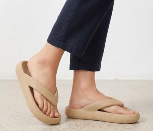 A2Z Women EVA Flip Flops Lightweight - Slider LDS 1304 Cream 5/6 UK — view 2