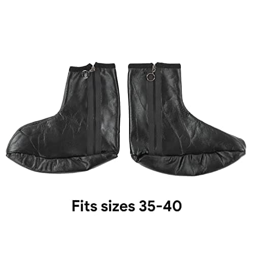 Hapivida Leather Zipper Socks, Unisex Waterproof Muslim Socks Islamic Thermal Prayer Winter Socks, Khuffy Leather Black Socks for Men and Women 35-40 — view 2